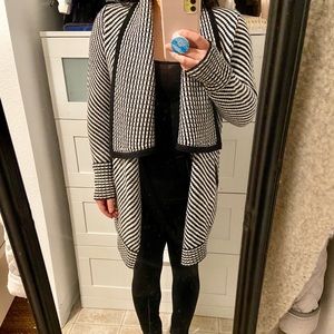 Dynamite Knit Cardigan Sweater black white striped